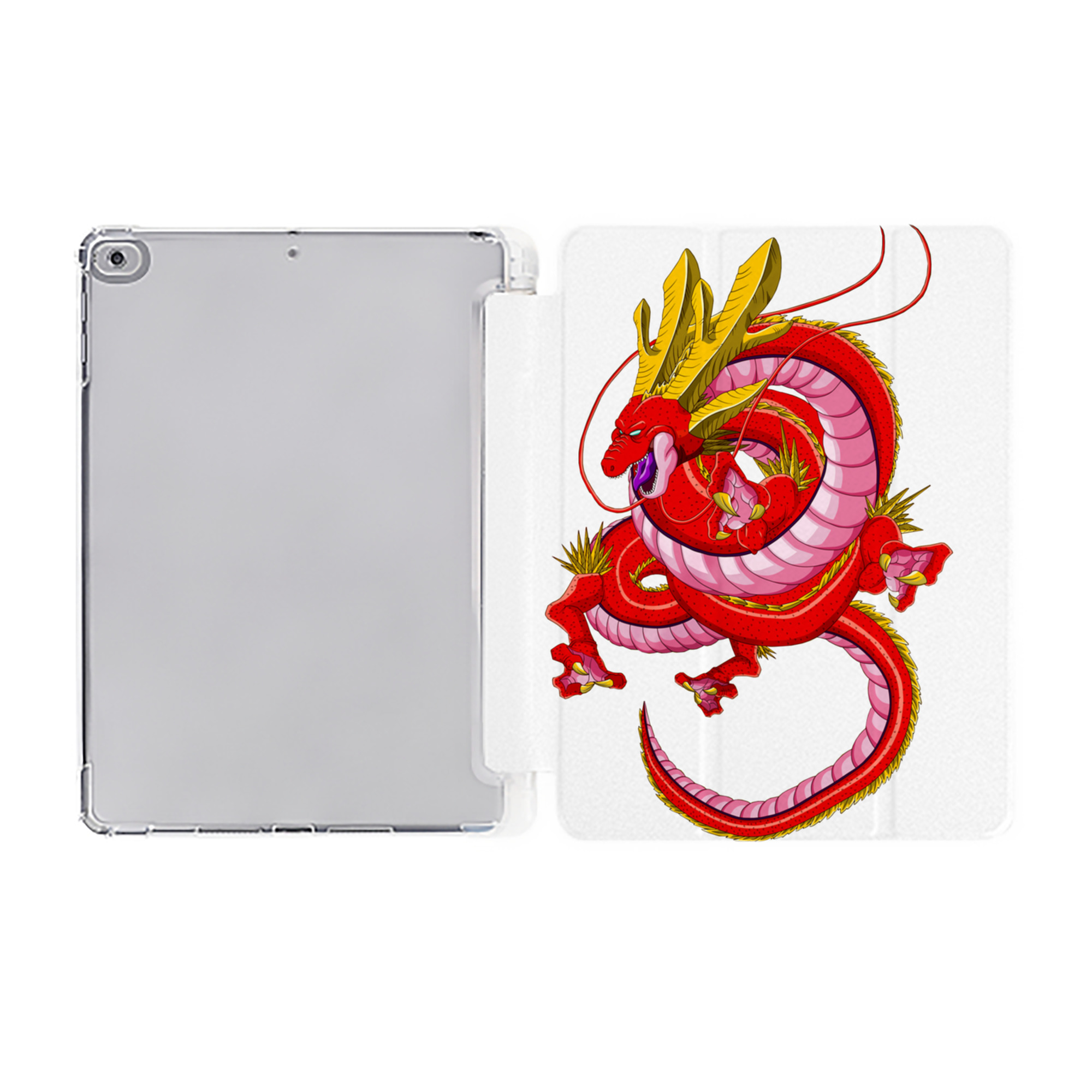 （画像用） ドラゴンボール 神龍 シェンロン DRAGON BALL Shenron IPad ケース ペン収納付き 三つ折りスタンド PUレザー×シリコン 対応機種9.5/10.5/10.9インチ